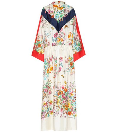 Floral silk maxi dress