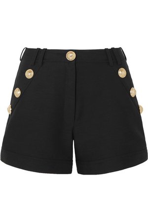 Balmain | Button-embellished cotton-faille shorts | NET-A-PORTER.COM