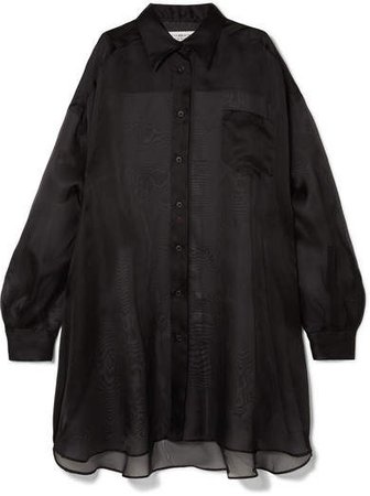 Oversized Silk-organza Shirt - Black