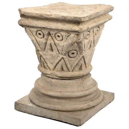 Carved Stone Romanesque Pedestal from Normandy For Sale at 1stDibs