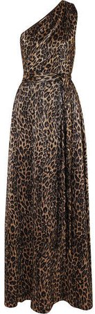Brinkley One-shoulder Metallic Leopard-print Crepe Maxi Dress - Gold