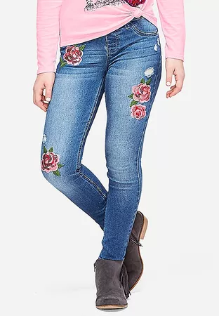 Embroidered Patch Skinny Jeans | Justice