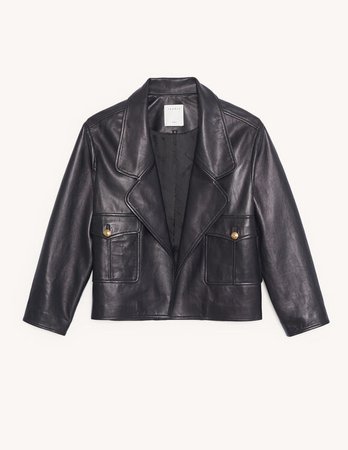 Short tailored leather jacket - Essentials | Sandro Paris