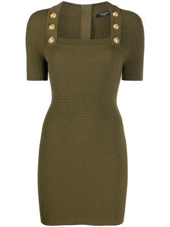 Balmain button-detail Knit Dress - Farfetch