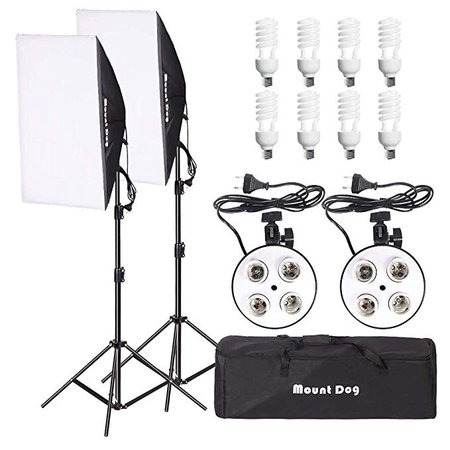 MOUNTDOG 2400W Photography Softbox Continuous Lighting Kit Studio Light Soft Box Boom Arm Stand Kit 3pcs 4 in 1 Bulb Socket Light Stand Carrying Bag Photo Video Equipment: Amazon.ca: Camera & Photo