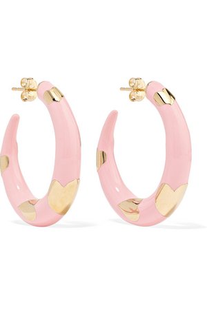 Alison Lou | Amour 14-karat gold and enamel hoop earrings | NET-A-PORTER.COM
