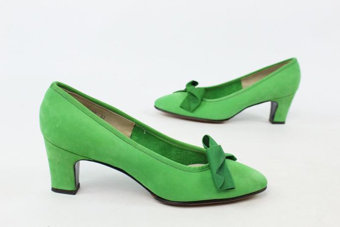 Vintage 60's Green Suede Pumps 1960's Size 6 | Etsy