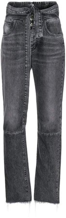 high-waisted denim jeans