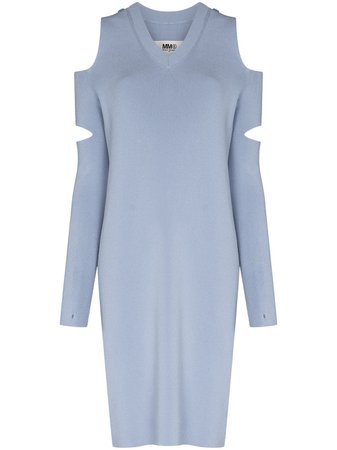 Shop blue MM6 Maison Margiela cut-out knee-length dress with Express Delivery - Farfetch