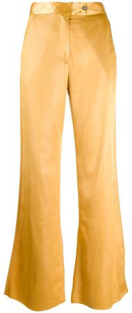 satin flared trousers