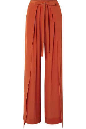Chloé | Layered silk-crepe wide-leg pants | NET-A-PORTER.COM