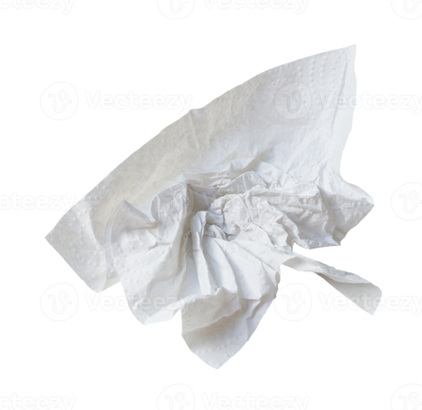 Single screwed or crumpled tissue paper or napkin in strange shape after use in toilet or restroom isolated with clipping path in png file format 19908314 PNG