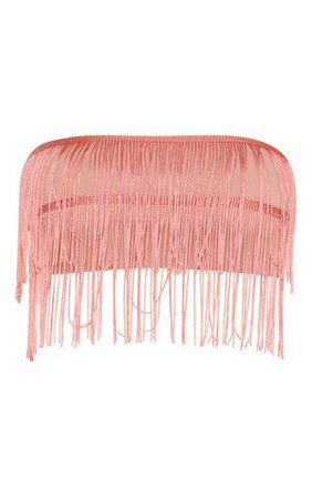 Dusty Pink Tassel Bandeau Crop Top | PrettyLittleThing
