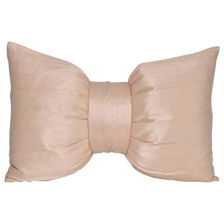 French Antique Pink Peach Silk Bow Cushion Pillow For Sale at 1stdibs