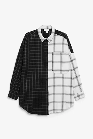 Two-tone oversized shirt - Two-tone black and white - Monki WW