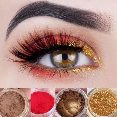 fire eyeshadow red gold makeup