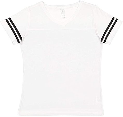 LAT Ladies' Fine Jersey Short Sleeve Football Tee (Vintage Smoke/Blended White, X-Large) at Amazon Women’s Clothing store