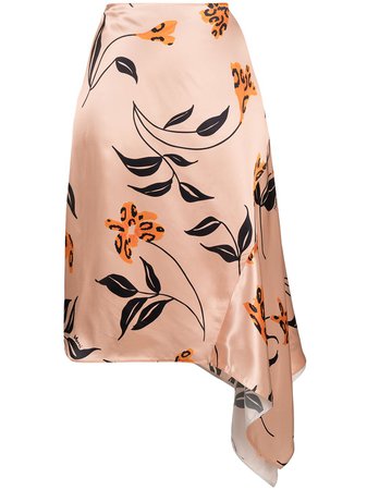 Shop pink Marni floral-print satin skirt with Express Delivery - Farfetch