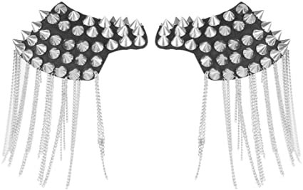 BESTOYARD Fringe Shoulder Pieces Rivet Tassel Chain Epaulet Shoulder Boards Badge Uniform Accessories (Silver)