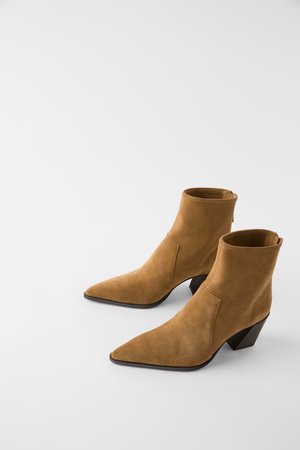 SOFT SPLIT LEATHER HEELED ANKLE BOOTS - View all-SHOES-WOMAN | ZARA United States