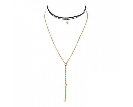 Gold Tone Geo Layered Delicate Choker Sexy-Y Lariat Necklace - Necklaces