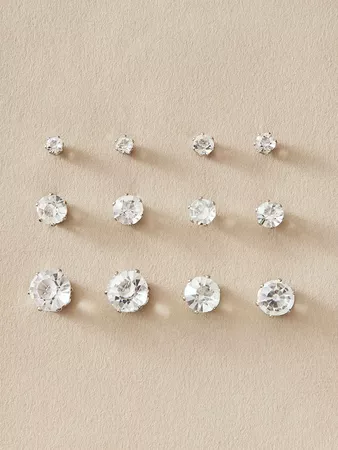 6pairs Rhinestone Decor Stud Earrings | SHEIN USA