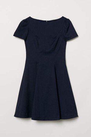 Puff-sleeved Dress - Blue