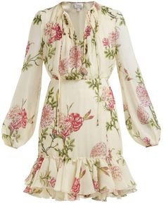 Giambattista Valli Peony Print Silk Chiffon Mini Dress
