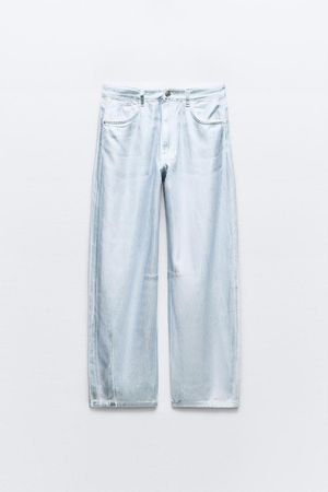 MID WAIST TRF FOIL BALLOON BAGGY JEANS - Pastel blue | ZARA United States