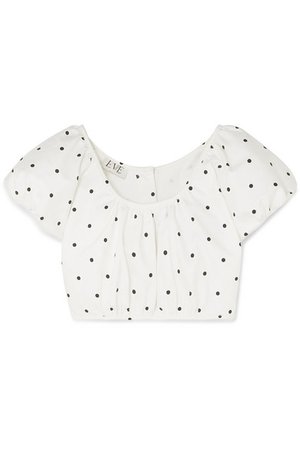 EVE Denim | Georgette cropped polka-dot cotton-blend twill top | NET-A-PORTER.COM