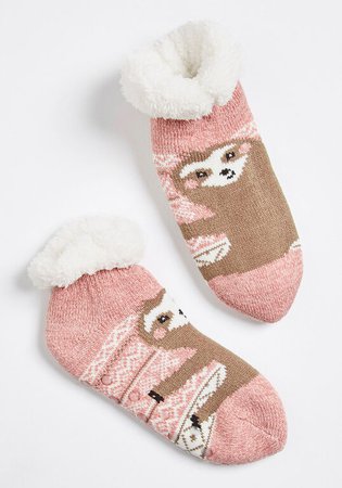 Getting Warmer Short Slipper Socks Pink Sloth | ModCloth