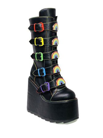 Black Rainbow Platform Boots
