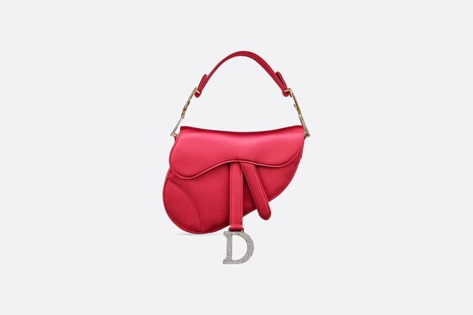 Mini Saddle Bag Raspberry Red Satin - Bags - Women's Fashion | DIOR