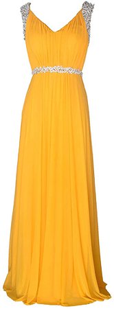 Amazon.com: Conail Coco Women's Tulle Beading A-Line Bridesmaid Prom Dresses Long Cocktail Evening Gowns (XLarge,98yellow): Clothing
