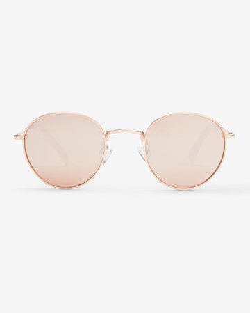 Rose Gold Round Sunglasses | Express
