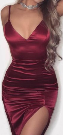 silk wine red dress
