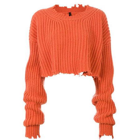 Rust Orange Long Sleeve Cropped Sweater