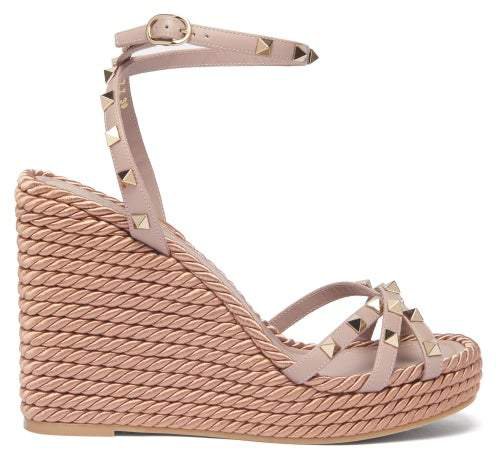 Torchon Rockstud Leather Wedge Sandals - Womens - Nude