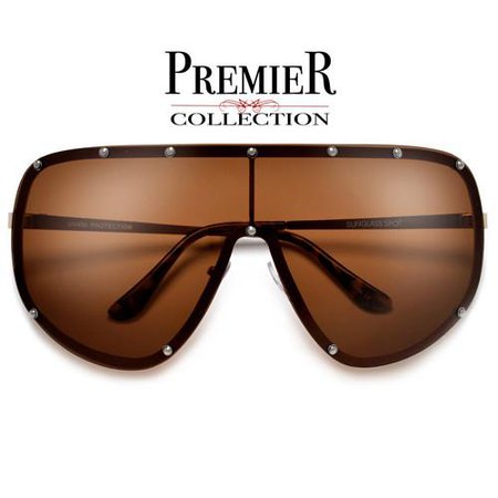 Premier Collection-Polarized Studded Oversize Shield Sunglasses – Sunglass Spot