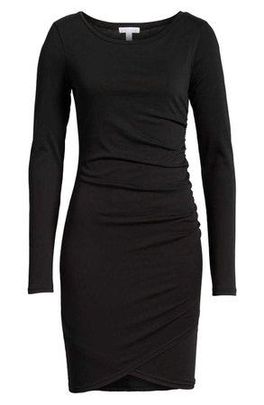 Lieth | Ruched Long Sleeve Dress in Black