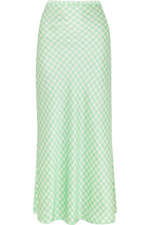 BERNADETTE | Florence gingham silk-satin midi skirt | NET-A-PORTER.COM