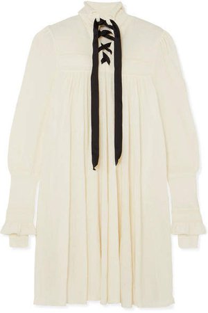 Lace-up Knitted Dress - White