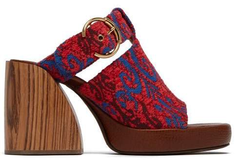 Tapestry Platform Sandals - Womens - Red Multi