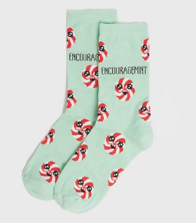 Mint Green Encouragemint Socks | New Look