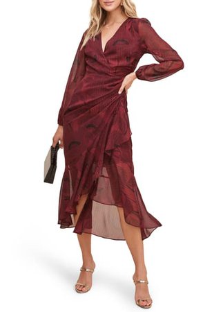ASTR the Label Floral Print Long Sleeve Faux Wrap Dress | Nordstrom