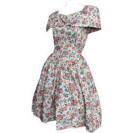 Vintage 80’s Pink Roses Floral Print Cotton Party Dress by Style My Way - Free Shipping - Thrilling