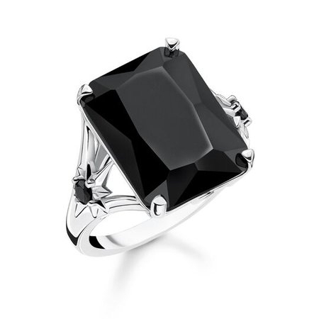 ring Black stone, large, with star – TR2261-641-11 – {2} – THOMAS SABO