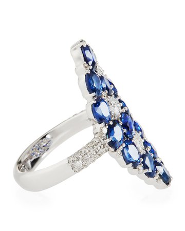 SUTRA Mosaic Blue Sapphire & Diamond Shield Ring