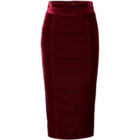 Velvet Red Pencil Skirt
