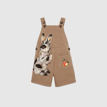 GUCCI Baby corduroy overall with rabbit